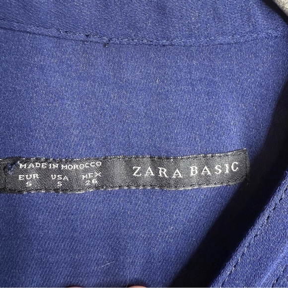 Zara Blue Pleated Long Sleeve Dress Size Small GUC - Picture 5 of 5